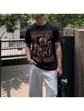 Vintage Deadpool Merc With A Mouth T Shirt Mens Medium Black Marvel Graphic Tee